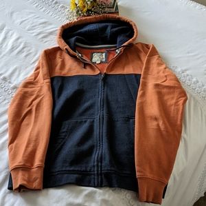 Fat Face Hoodie, Two Tone, Blue & Orange, Size Large